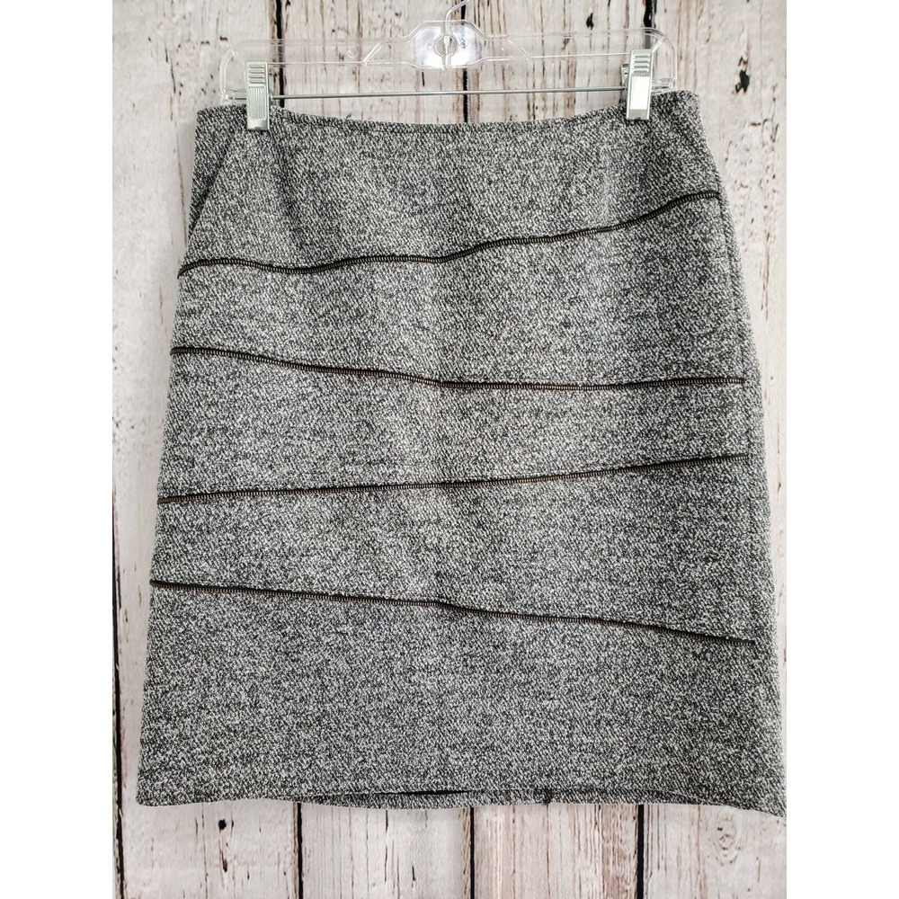 Tribal Women's Size 10 Tweed Zip Detail B&W Pencil Straight Skirt EUC‎